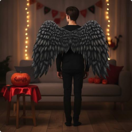 MotiveTech Ailes Célestes Imprimé Accessoire Confortable Costume pour Spectacle, Noir – vue 5