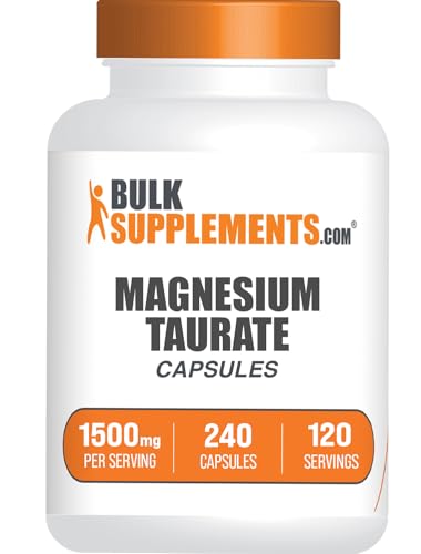 BulkSupplements.com Magnesium Taurate Capsules - Magnesium Supplement Magnesium Taurate 1500mg - Gluten Free 2 Capsules per Serving 240 Capsules (Pack of 1)