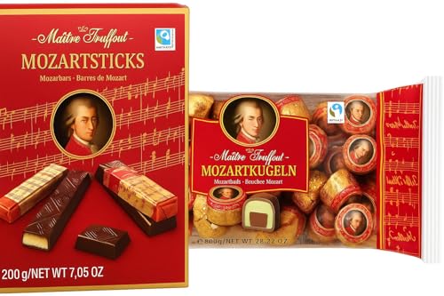 Pack Mozart (Mozartsticks 200g + Mozartkugeln 800g) Bombones de Chocolate con Mazapán, 1kg