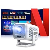 Mini proyector portátil 4K [Netflix y Dolby Audio], proyector portátil 4K para móvil/PC/HDMI/Exterior/Cine en casa (Blanco)
