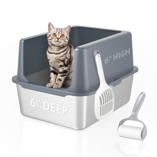 Bac à litière pour chat en acier inoxydable petit modèle gris