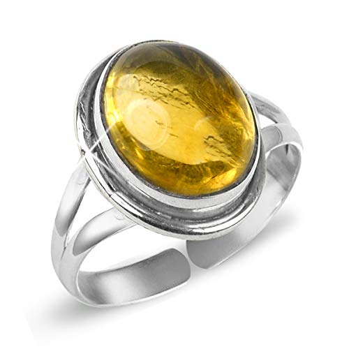 Image of AAA Natural Original Citrine Ring Genuine Adjustable Gemstone Ring for Unisex