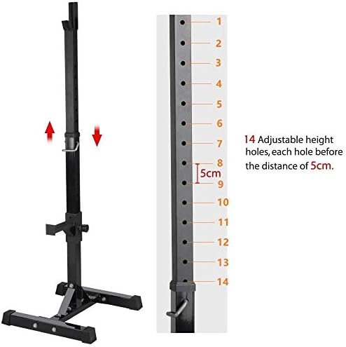 Yaheetech Heavy Duty Squat Stand Rack Height-Adjustable Olympic Barbell Racks Fitness Weight Lifting Racks Black