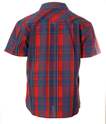 Image of Gioberti Boys Casual Western Plaid Pearl Snap-on Buttons Short Sleeve Shirt