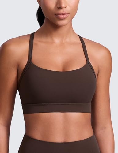 Image of CRZ YOGA Butterlift Cross Back Sports Bras | Medium Support, Removable Pads, Yoga, Buttery Soft, Scoop Neck, Cut-Out, Adjustable Thin Straps, for Women