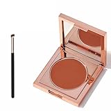 Orange Under Eye Colour Corrector Pot with Mirror, Full Coverage Cream Concealer for Dark Circles, Waterproof Long Lasting, Smooth Hydrating Formula, Eye Brightening Makeup with Brush