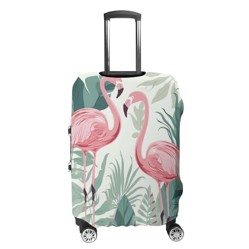 Cartoon Flamingo Leaves Luggage Cover, Washable Elastic Suitcase Cover Protector Fit 18-32 Inch Luggage4