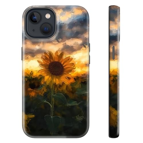 sallvmbek for iPhone 14 Case/iPhone 13 Case 6.1",Cute Sunflower Print Pattern Fashion Aesthetic Design,TPU and Hard PC Protective Shockproof Slim Phone Cover for Women Girly