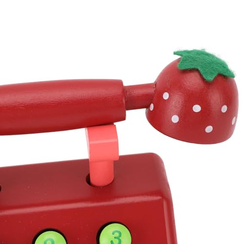 Dilwe Holzspielzeugtelefon Taten vor, Dass Ein Holzmobiltion Spielzeug für mit Buchenholzmaterial für das Interaktive Lernen von Familienbindung Gespielt Wird (Rot)