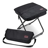 MOONCY Klapphocker Faltbar aus Aluminium, 40 × 37,5 × 39 cm, Extra Großer Falthocker bis 135 kg Belastbar, Leichter Campinghocker für Wandern, Angeln und Outdoor, Schwarz