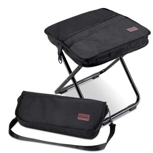 MOONCY Klapphocker Faltbar aus Aluminium, 40 × 37,5 × 39 cm, Extra Großer Falthocker bis 135 kg Belastbar, Leichter Campinghocker für Wandern, Angeln und Outdoor, Schwarz