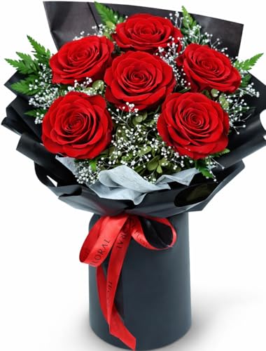 TUCCI FLORAL-Forever flowers bouquet with baby’s breath, Real red roses, Gift for Mother’s Day, Birthday, Anniversary, Girlfriend Wife Grandma Her Women, preserved flowers for delivery prime tomorrow