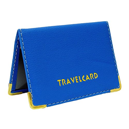 Fusion – Tarjetero de piel para billetes de transporte y tarjetas azul