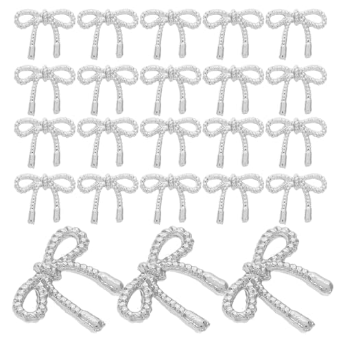 PRETYZOOM 30pcs Silver Butterfly and Bowknot Nail Charms 3d Alloy Nail Studs Art Decorations for Women Manicure Accessories