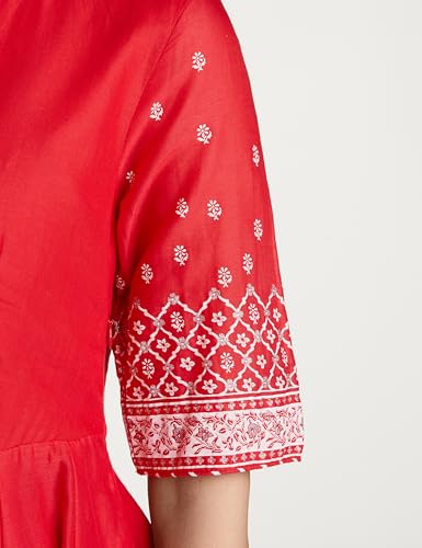 Image of BIBA Women Cotton Anarkali Printed Kurta Churidar Suit Set