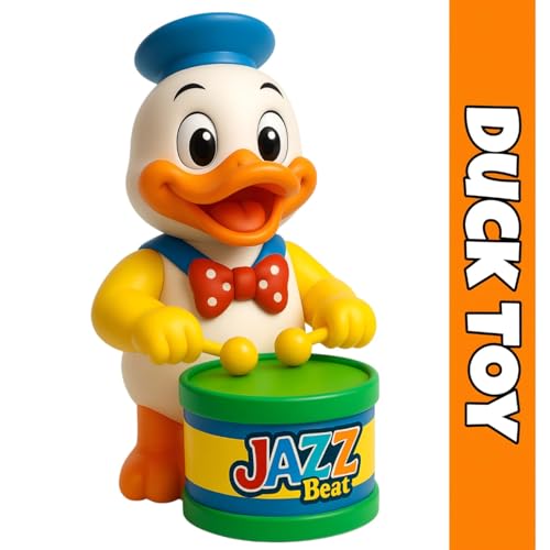 Image of PRV Fashion Key-Operated Cute Drummer Toy for Toddler Kids Birthday Gift Birthday Return Gift Drumming and Dancing Action for Kids ((Yellow Duck))