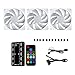 Vetroo SA-140 3-Pack 140mm Addressable RGB & PWM Motherboard Sync Computer PC Cooling Fans with Controller Low Noise High Performance 4-Pin 1200 RPM Hydraulic Bearing - White
