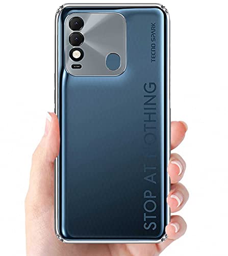 Image of Soft Flexible Silicone Back Cover Compatible with Tecno Spark 8, Transparent Case