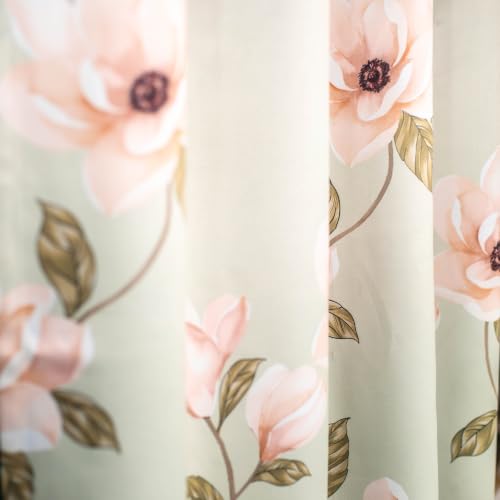 Image of Blackout Printed Window Curtains 5 Feet Long Set of 2 Curtains with Tie Back, Parda Windows, Printed Curtains for Living Room, Bedroom, 80-85% Blackout (5 Feet, Magnolia Mist)