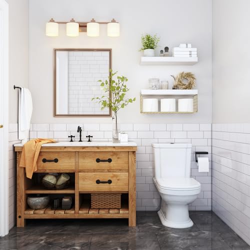 image for QEEIG Bathroom Shelves Over Toilet - Wall Mounted Floating Shelves Toi