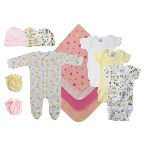 Bambini NC-0530M Baby Girls 13 Piece Layette Sets White & Pink - Medium