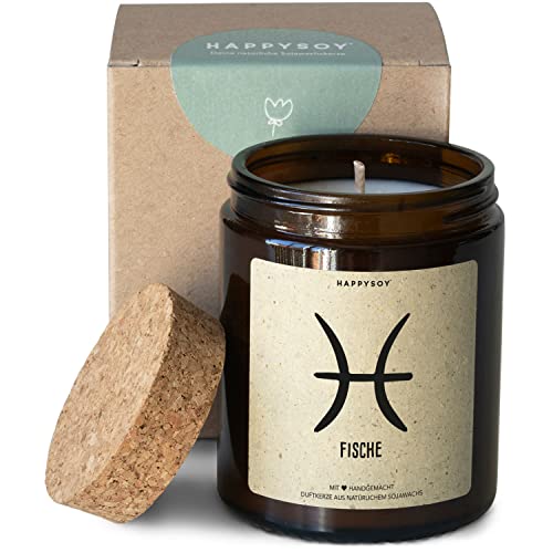 Sternzeichen Fische Duftkerze im Glas mit Spruch - handgemacht - nachhaltiges persönliches Geschenk, liebevolle Geschenkidee zum Geburtstag - Kerze mit Tierkreiszeichen, zodiac pisces Cover