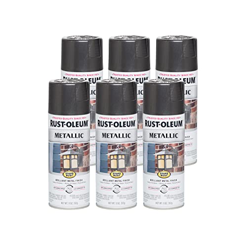 Image of Rust-Oleum 244228-6PK Stops Rust Metallic Spray Paint, 11 oz, Charcoal, 6 Pack