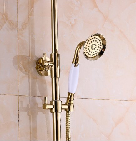 Robinet mitigeur douche double croix mécanique Gowe luxe or - 2