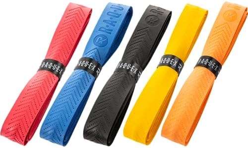 Raquex Racket Ridged Overgrip Tape - 5 Pack Racquet Over Grip Tape Anti Slip - Tennis, Badminton, Squash  Recyclable cardboard outer packaging