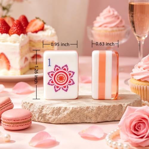 Pink Crystal Mahjong Set with Flowers - Juego de Mesa miniatura 5