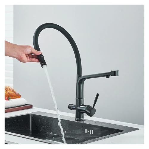 Robinet de cuisine SUS 304 mitigeur évier noir mat avec double sortie eau