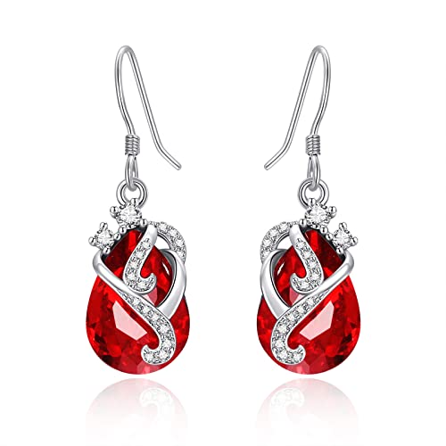 Boucles d'oreilles pendantes en argent avec pierre de naissance pour un cadeau femme