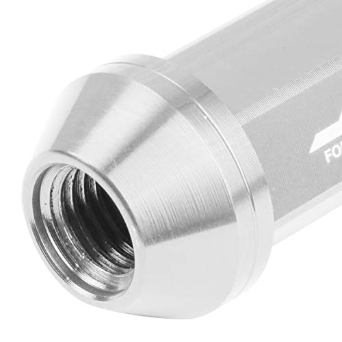 Image of J2 Engineering LN-T7-005-15-SL 7075 Aluminum Silver M12x1.5 20Pcs L: 50mm Close-End Lug Nuts w /Adapter