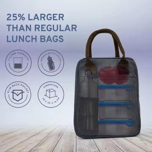 Image of Aliensware Insulated Lunch /Tiffin /Travel /Storage Bag, Water-Repellent, Keeps Hot and Cold Lunch Box for Unisex - Office, Travel, School, College and Picnic Lunch Box & Bottle Aliens-Black