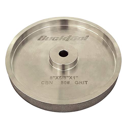 BUCKTOOL CBN Grinding Wheel, Sharpening Wheel, High Speed Steel Tools, 80Grit, 8Inch, 1" Wide, 5/8" Arbor, Ideal for Sharpening Wood-Turning Tools, Chisels, Hardcore and More, Cubic Boron Nitride