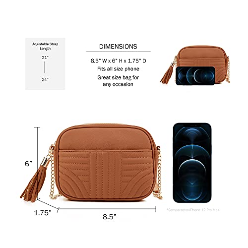 Image of EVVE Quilted Crossbody Bags for Women - Stylish Camera Bag with Tassel - Lightweight Medium Size Shoulder Purse