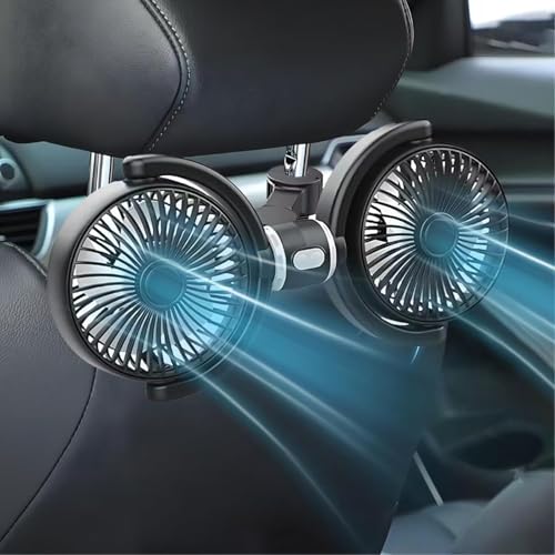 AKLIFFE Ventilateur de voiture 12 V - Rotation à 360° - Pour siège auto bébé - 3 vitesses - Contrôle séparé - Ventilateur USB pour voiture/UV/RV