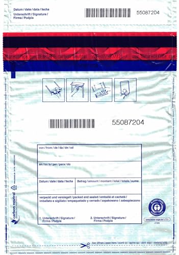 500x Sicherheitstaschen DEBASAFE 195 x 265 + 30 mm (Bon) DEBATAPE high plus - Blickdicht - Recyclingfolie