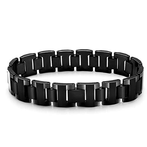 Urban Jewelry Stylish Black Solid Tungsten 8.3 Inches Link Bracelet For Men (Matte) #TOP4