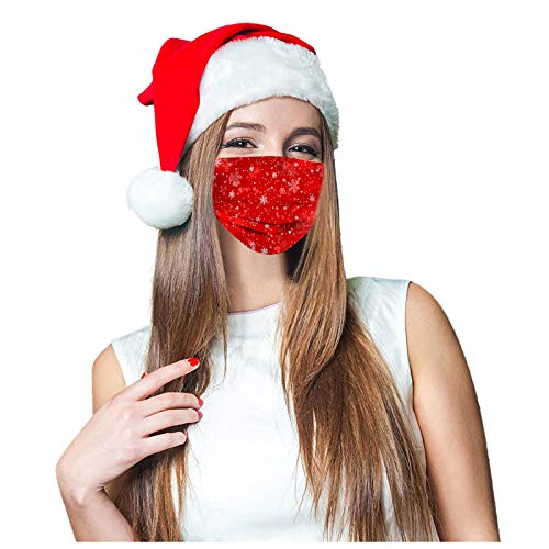 10 Pièces Adulte Masque Noël Tissu Non-tissé 3 Plis Protection Faciale Jetable Antipoussière Convient pour Noël et les voyages quotidiens (C, 10pcs) Cover