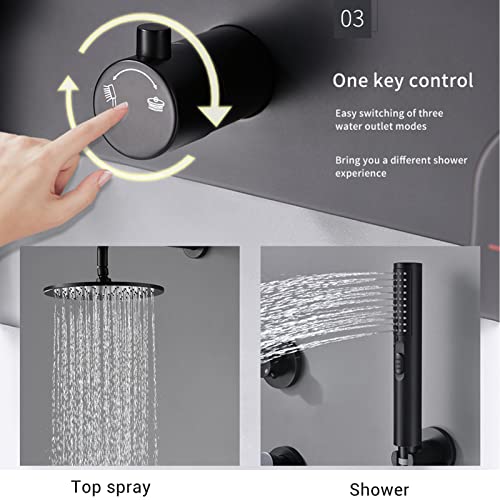 Pommeau de douche à effet pluie noir et mitigeur mural pour salle de bain zen - 5
