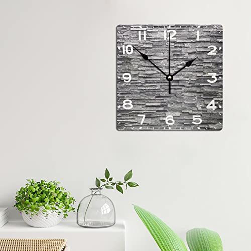 Aroggeld Black Slate Stone Wall Clock Square Wood Clock 10 Inch Silent Non-Ticking Wooden Wall Clocks Battery Operated Living Room Bedroom Kitchen Farmhouse Decor Christmas Birthday Gift #TOP4
