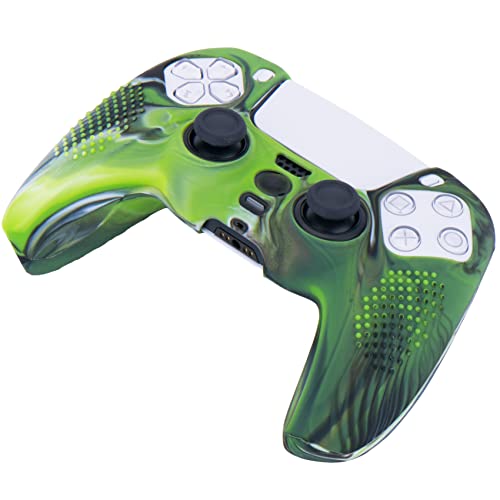 Coque silicone manette PS5 YoRHa anti-dérapante points de grip camouflage vert - 3