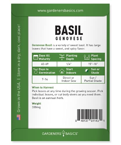 Genovese Basil Seeds For Planting Heirloom Non-Gmo Herb Plant Seeds For Home Herb Garden Makes A Great Gift For Gardening By Gardeners Basics #TOP1