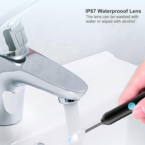 liuchanghe Ohrenschmalz Entferner Otoskop, 1920P Wifi Ohrreiniger, IP67 Wasserdicht Otoskop Ohr, 360°-Weitwinkel Otoskop Kamera mit 6 LEDs für iPhone, iPad und Android-Smartphones (Schwarz)