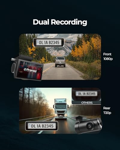 Image of PRONOD 4K+2.5K Dash Cam for Car Front and Rear | Dashcam for Car with Mic, 3 inch Touch Screen, ADAS, GPS Tracking, Night Vision, WiFi App Control, 24H Parking Mode, Supports 512GB | Free Hardwire Kit