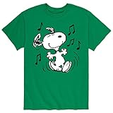 Peanuts Hybrid Apparel Snoopy Dancing - Men's Short Sleeve Graphic T-Shirt - Size 3 X-Large Green