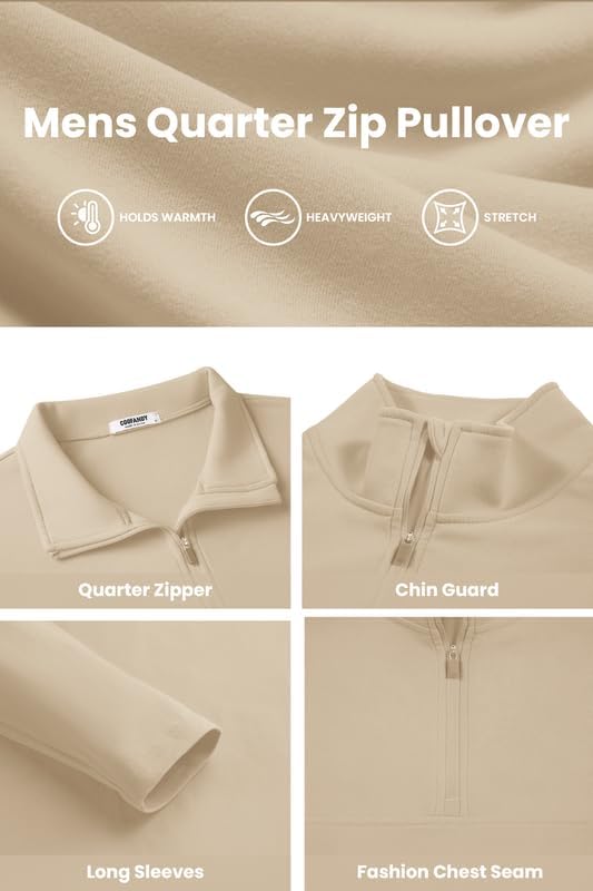 COOFANDY Mens Fleece Quarter Zip Pullover Long Sleeve Mock Turtleneck Sweatshirts Thermal Workout Golf Polo Shirt - Image 6