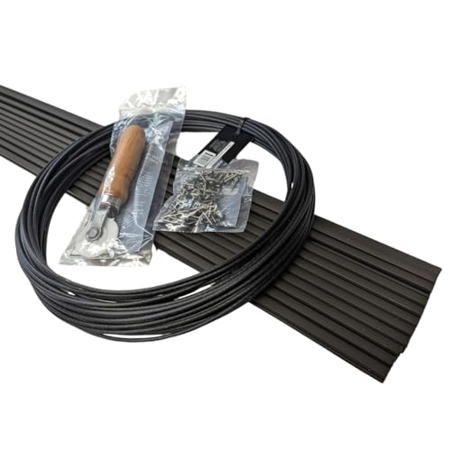 SNAPP PVC Track Porch Screen Kit - DIY Screen Porch & Patio Enclosure System - 94-in Extruded PVC Track (10 Sticks), Round Screen Spline (100-ft), Screws (100) & Spline Roller Tool - 10pcs, Black