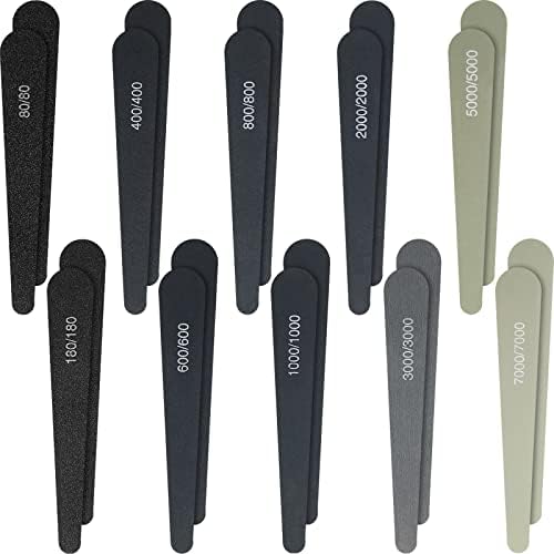 Honoson 20 Pcs Sanding Sticks Model, Low Grits Rating, Water Drop Style
